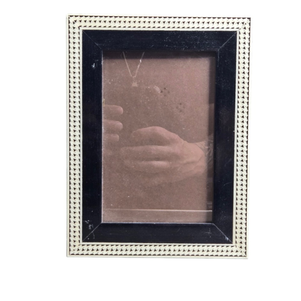 Natalini Picture Frame Pearl Cream Black Stripe Contemporary 5x7 Italy